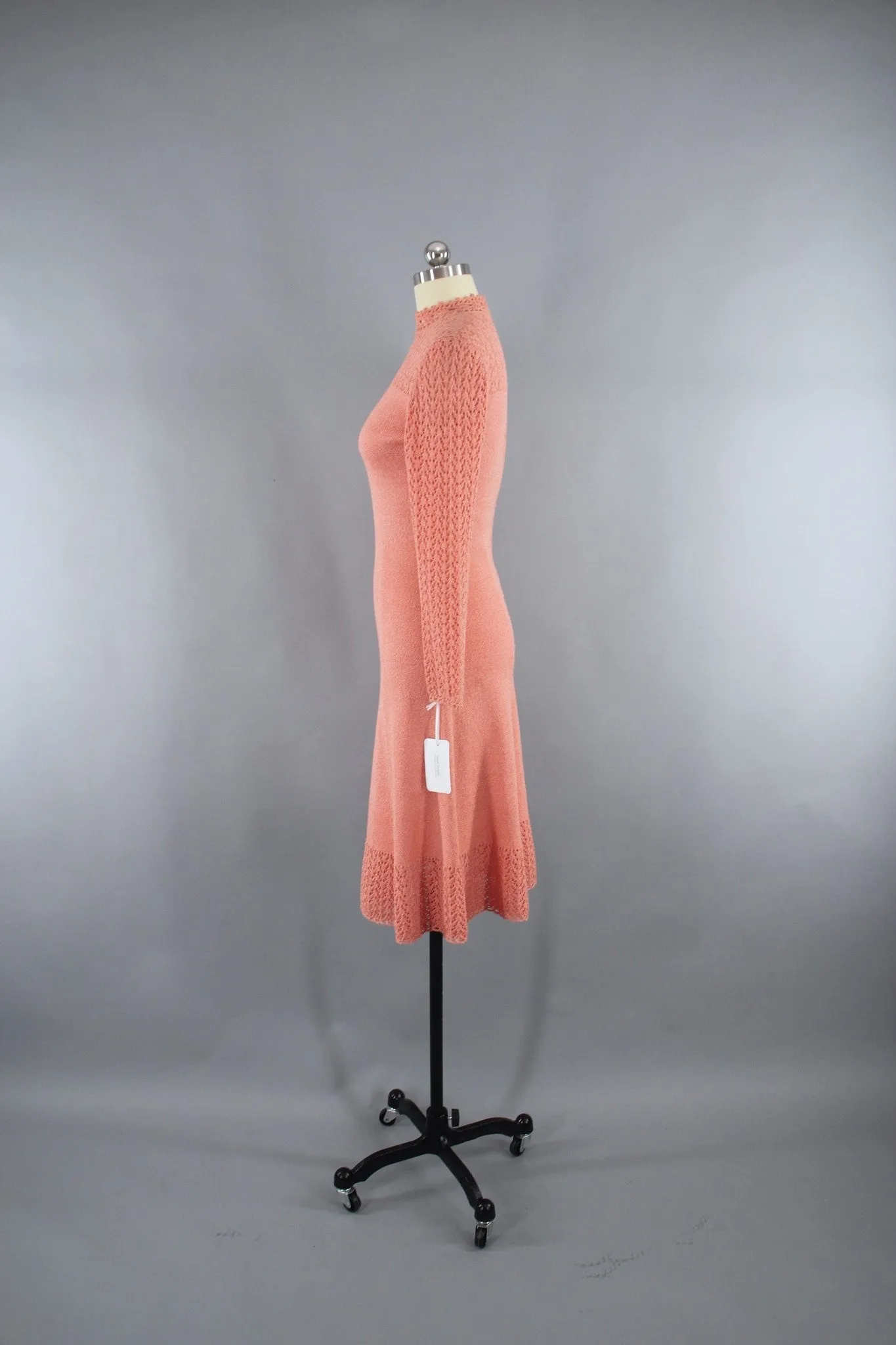 1980s Orange Knit Sweater Dress by Picardo Knits