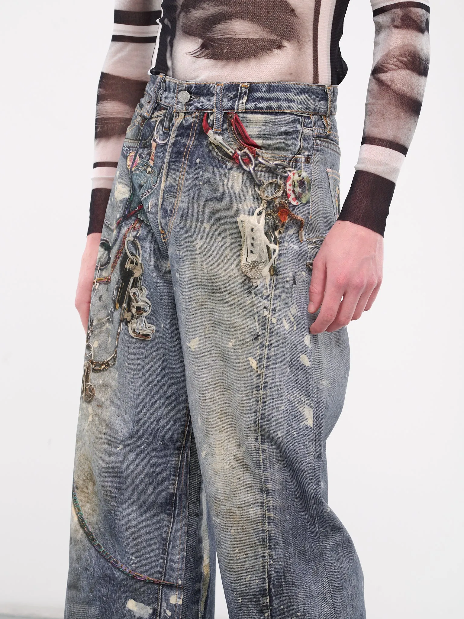 1981F Trompe L'oeil Baggy Jeans (B00374-863-MID-BLUE)