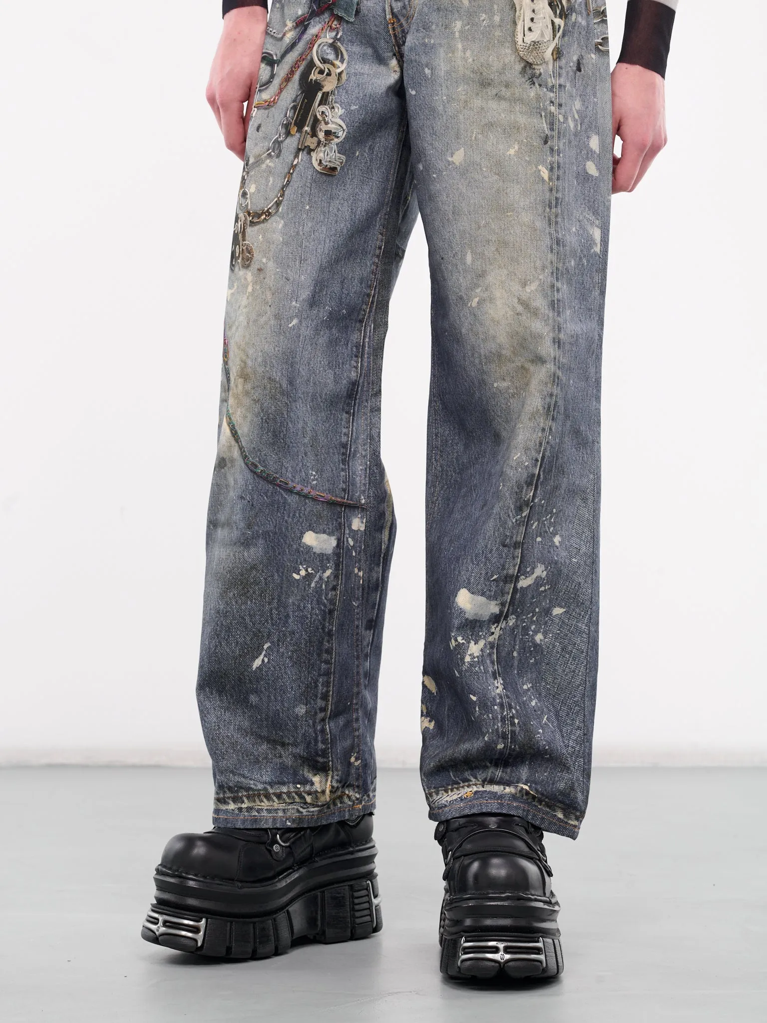 1981F Trompe L'oeil Baggy Jeans (B00374-863-MID-BLUE)