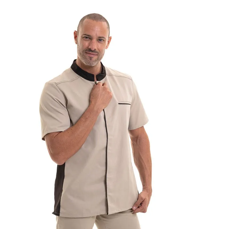 ABAX Kitchen Coat Ecru/Mocha Short Sleeves - ROBUR