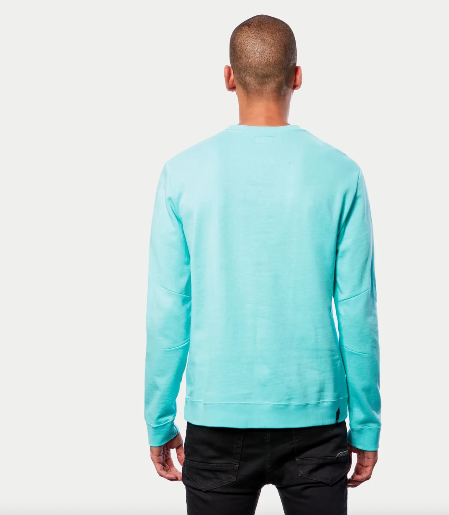 AGELESS CHEST CREW FLEECE -AQUA-