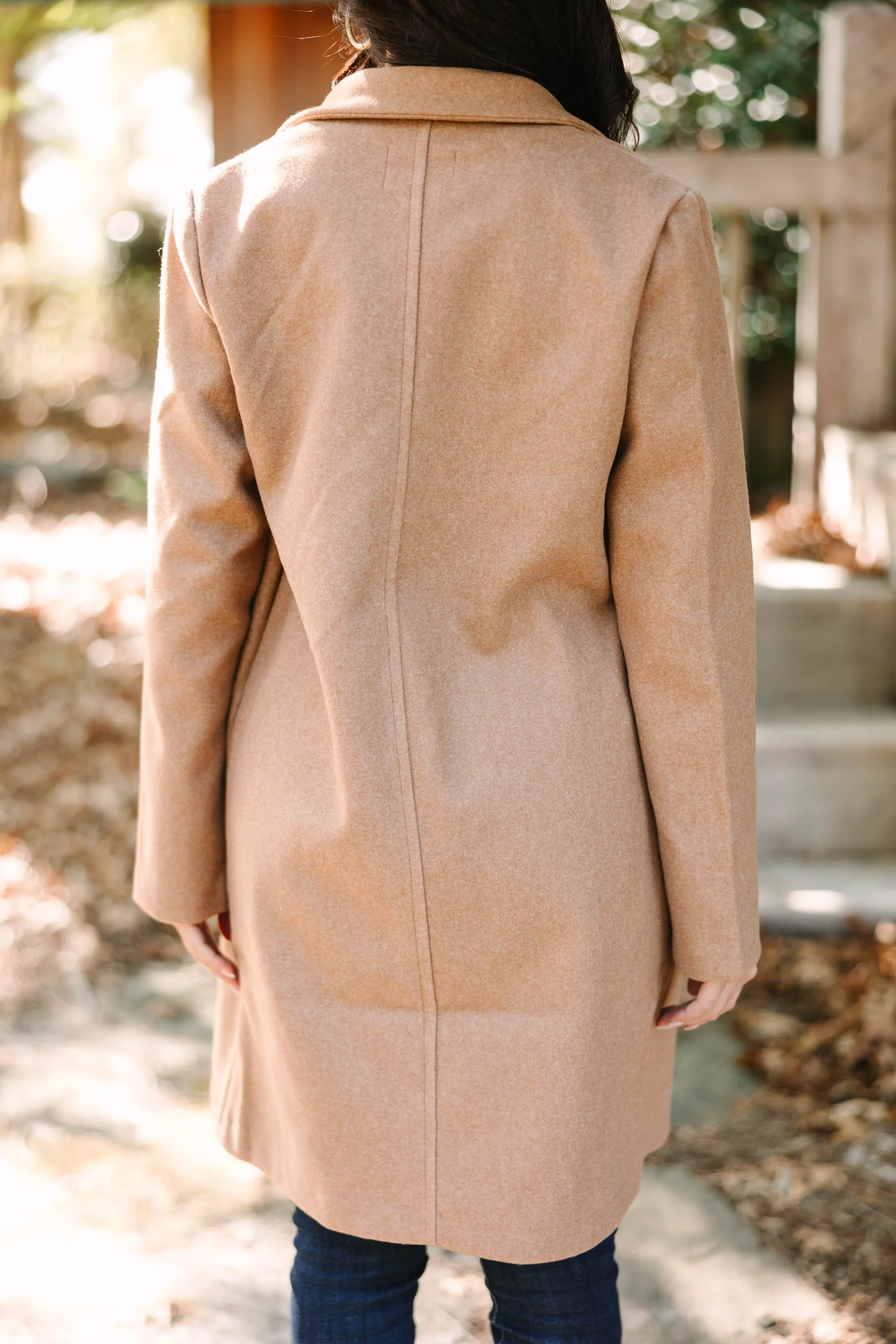 All For You Camel Brown Long Line Coat