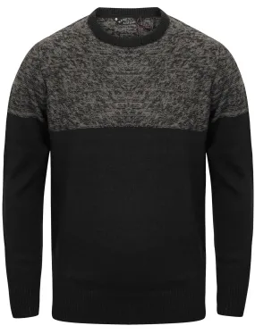 Allen Colour Block Crew Neck Jumper in Black - Kensington Eastside