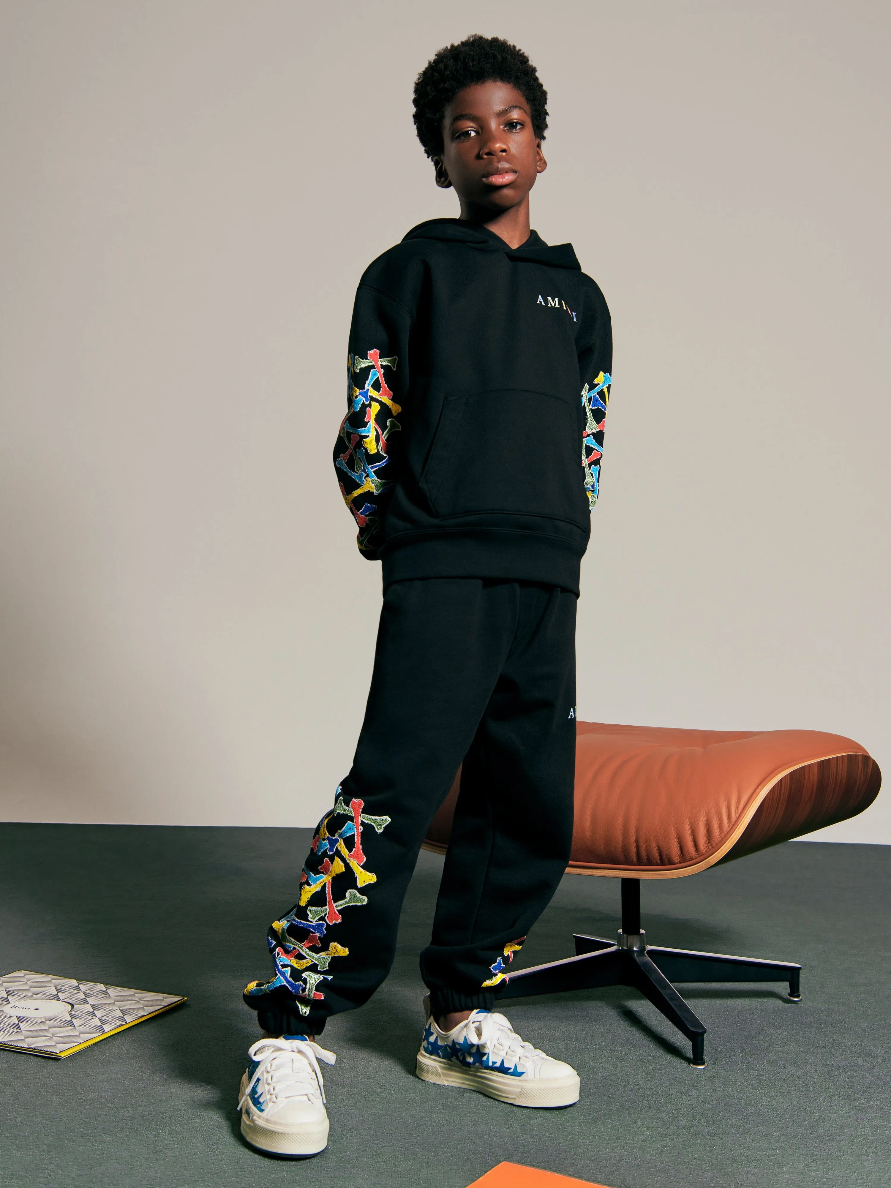 Amiri Kids Bones Scribble Joggers in Black