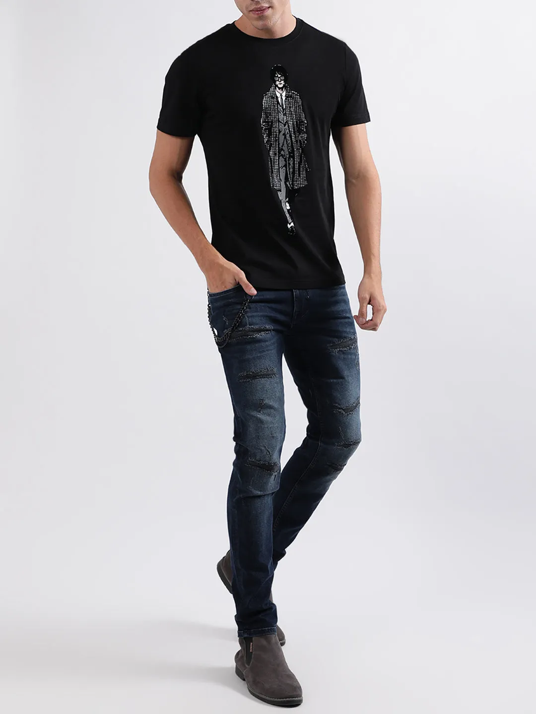 Antony Morato Black Printed Slim Fit T-Shirt