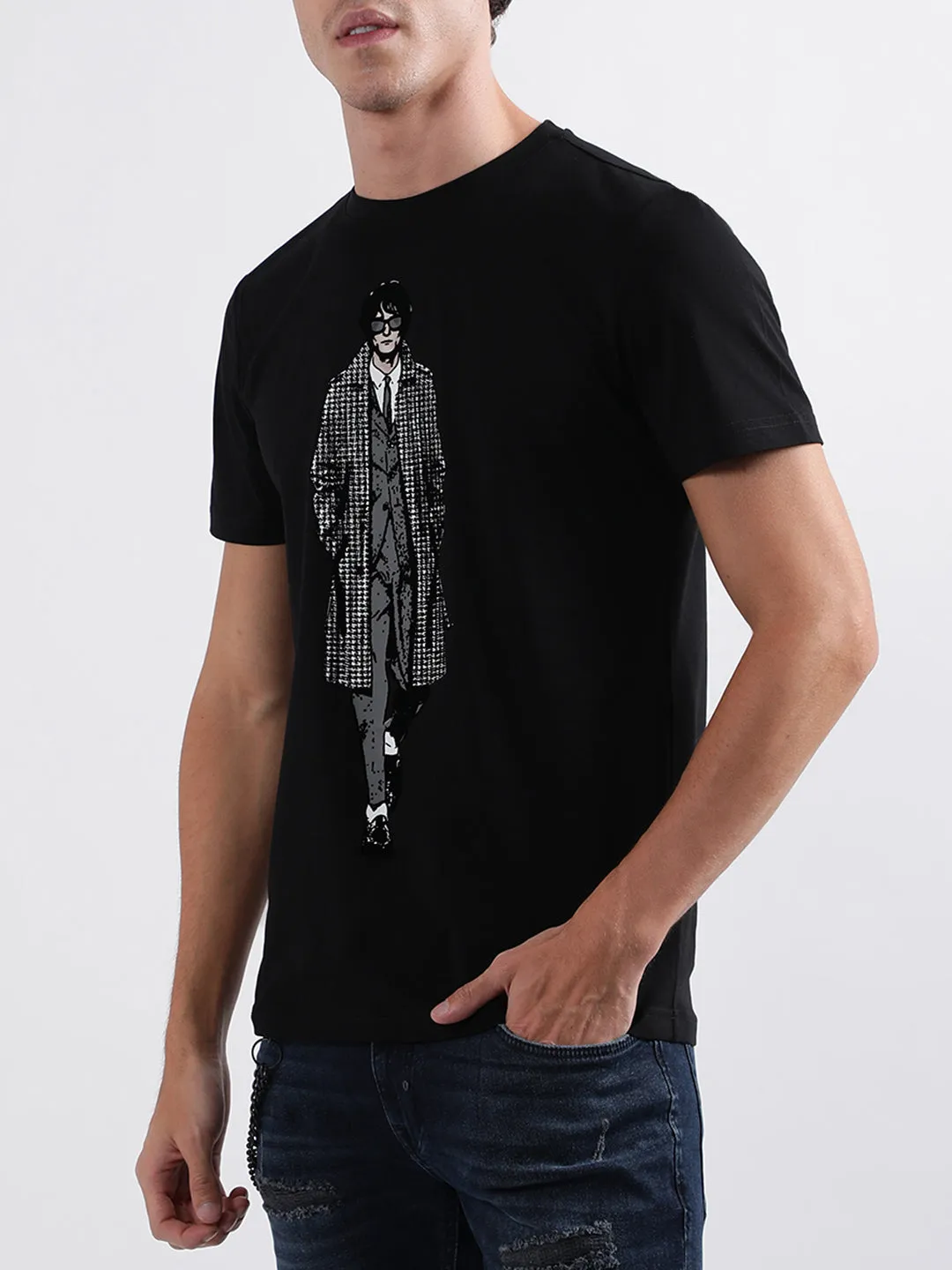 Antony Morato Black Printed Slim Fit T-Shirt