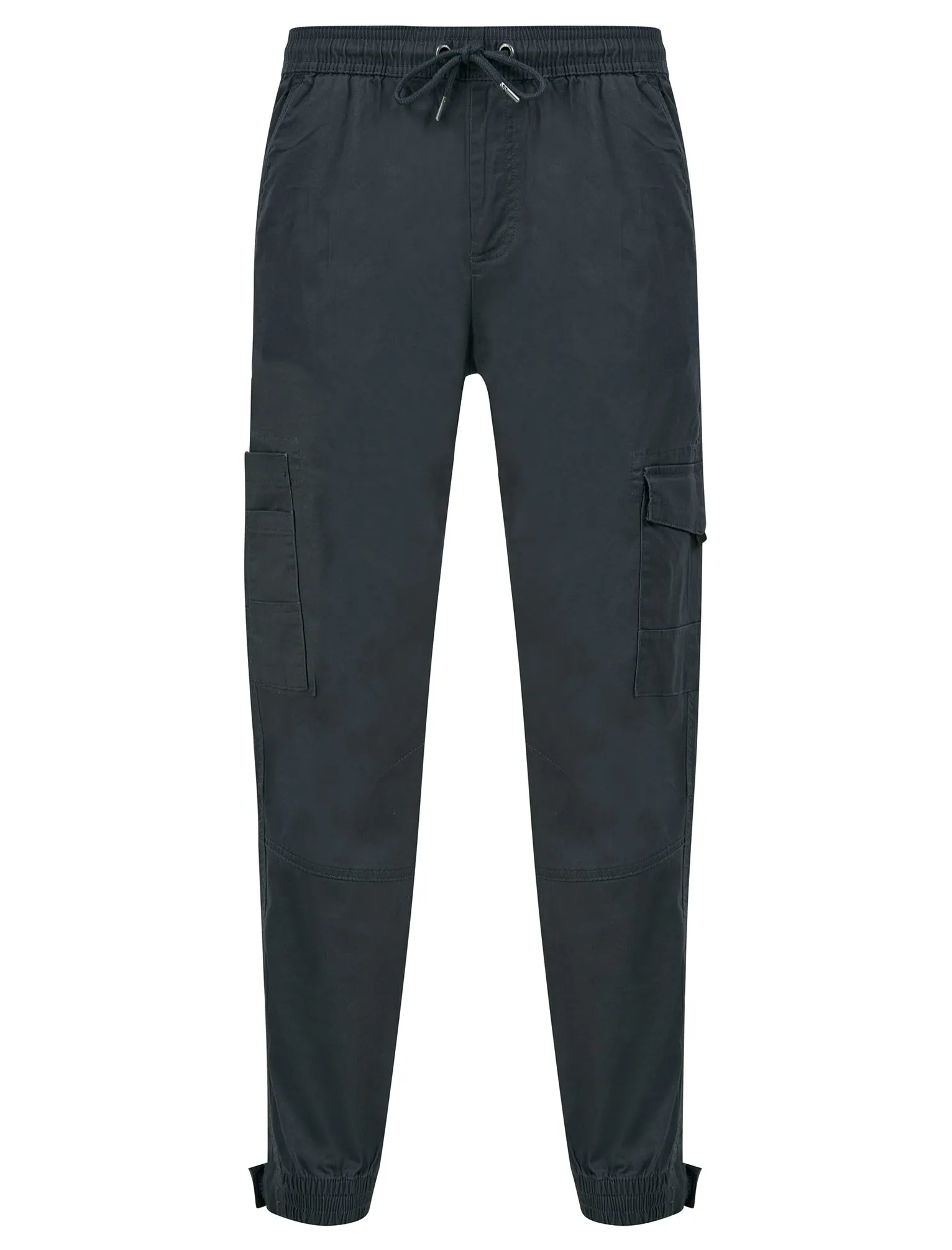 Anza Stretch Cotton Twill Cuffed Cargo Jogger Pants with Pockets in Asphalt Grey - Tokyo Laundry