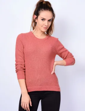 Ar Hockney Crew Neck Jumper with Curved Hem in Canyon Rose - Amara Reya