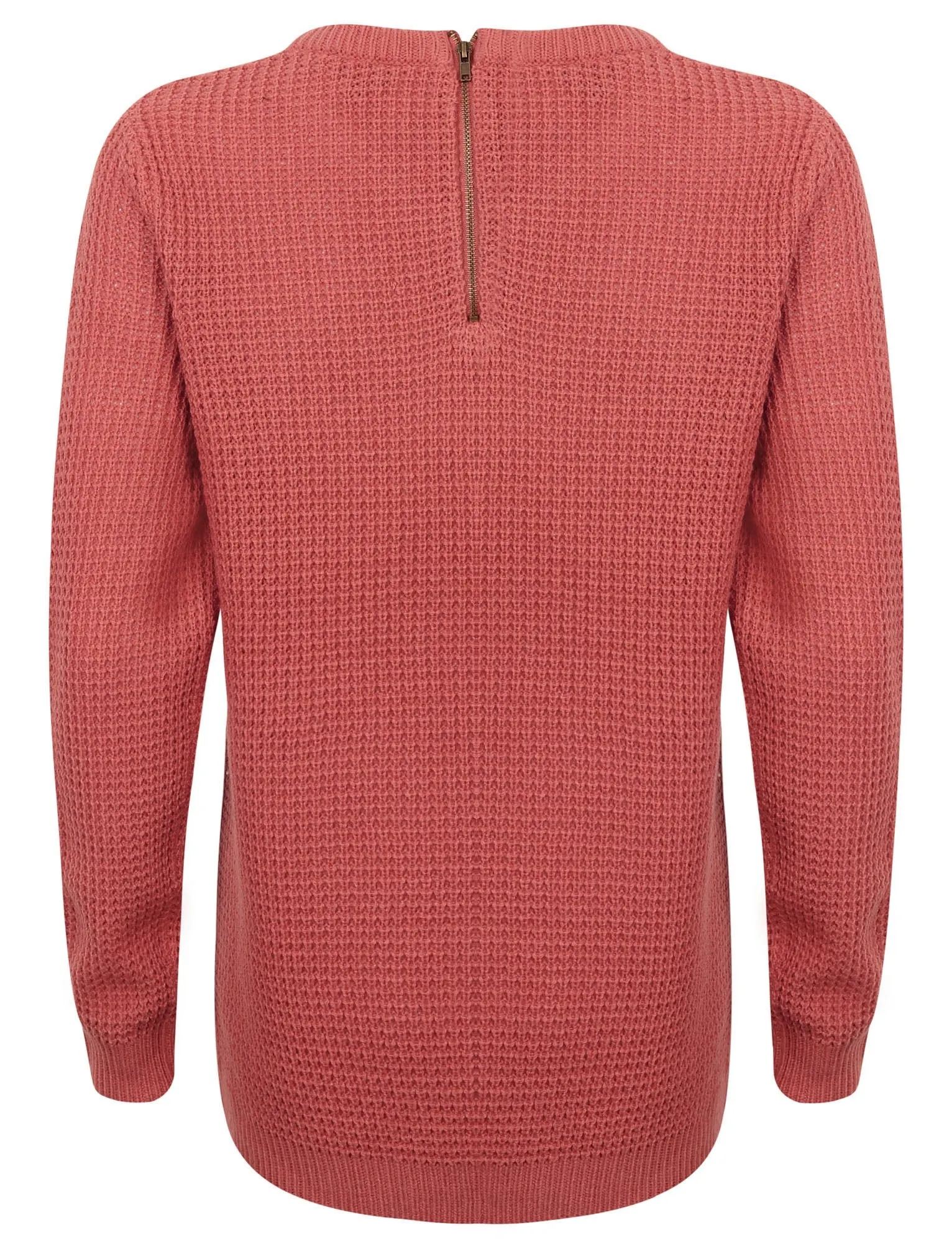 Ar Hockney Crew Neck Jumper with Curved Hem in Canyon Rose - Amara Reya