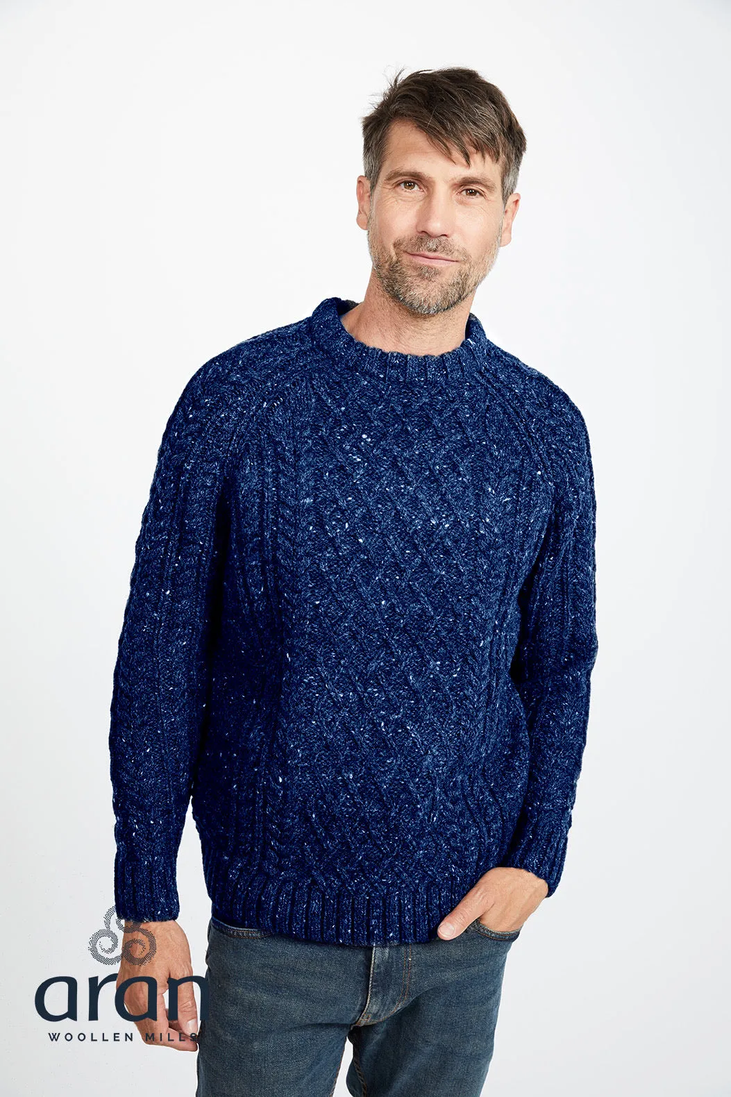 Aran Donegal Wool Sweater | Navy