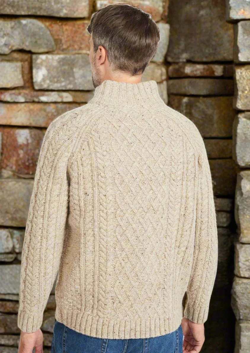 Aran Donegal Zip Sweater | Oatmeal