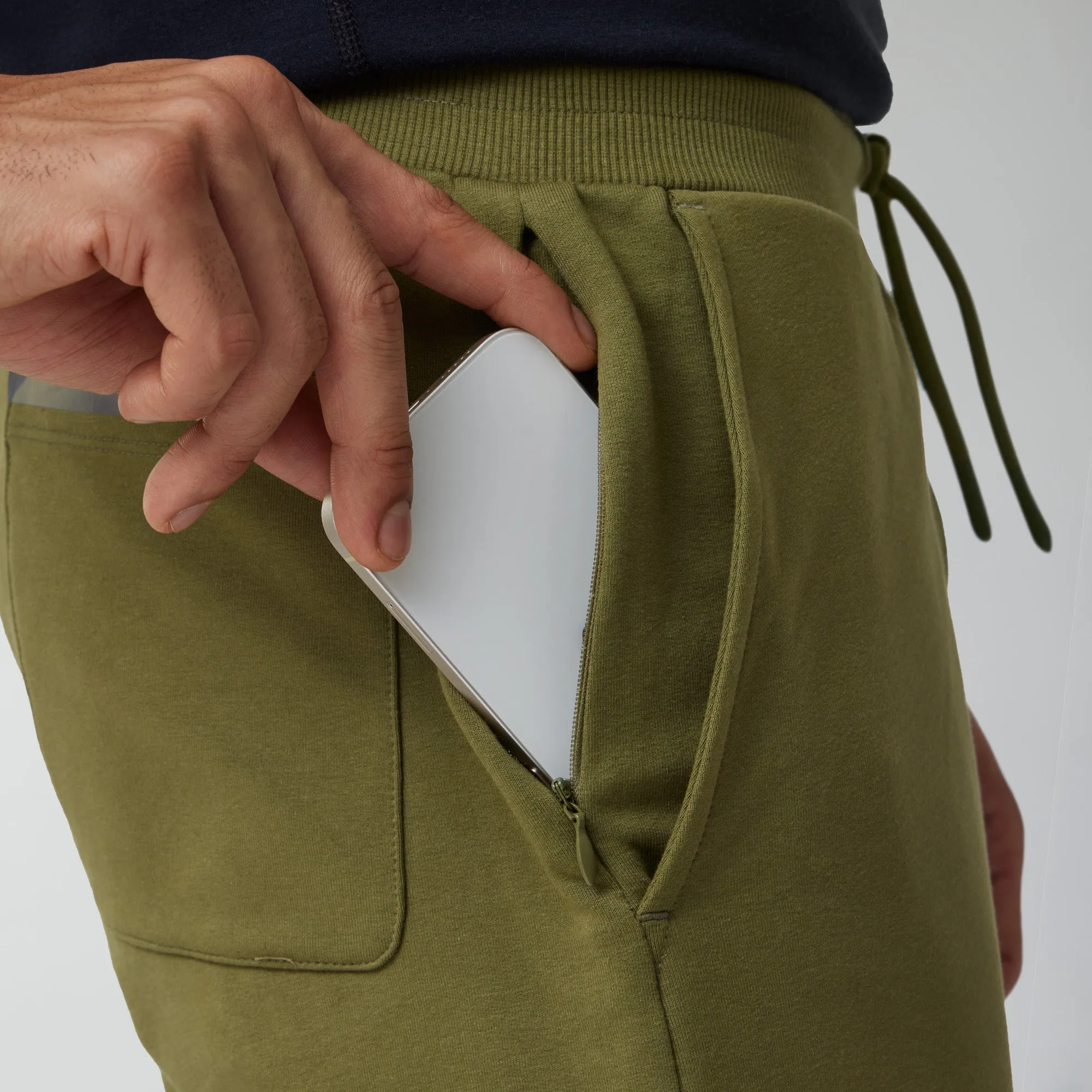 Ascent French Terry Cotton Blend Joggers Olive Green