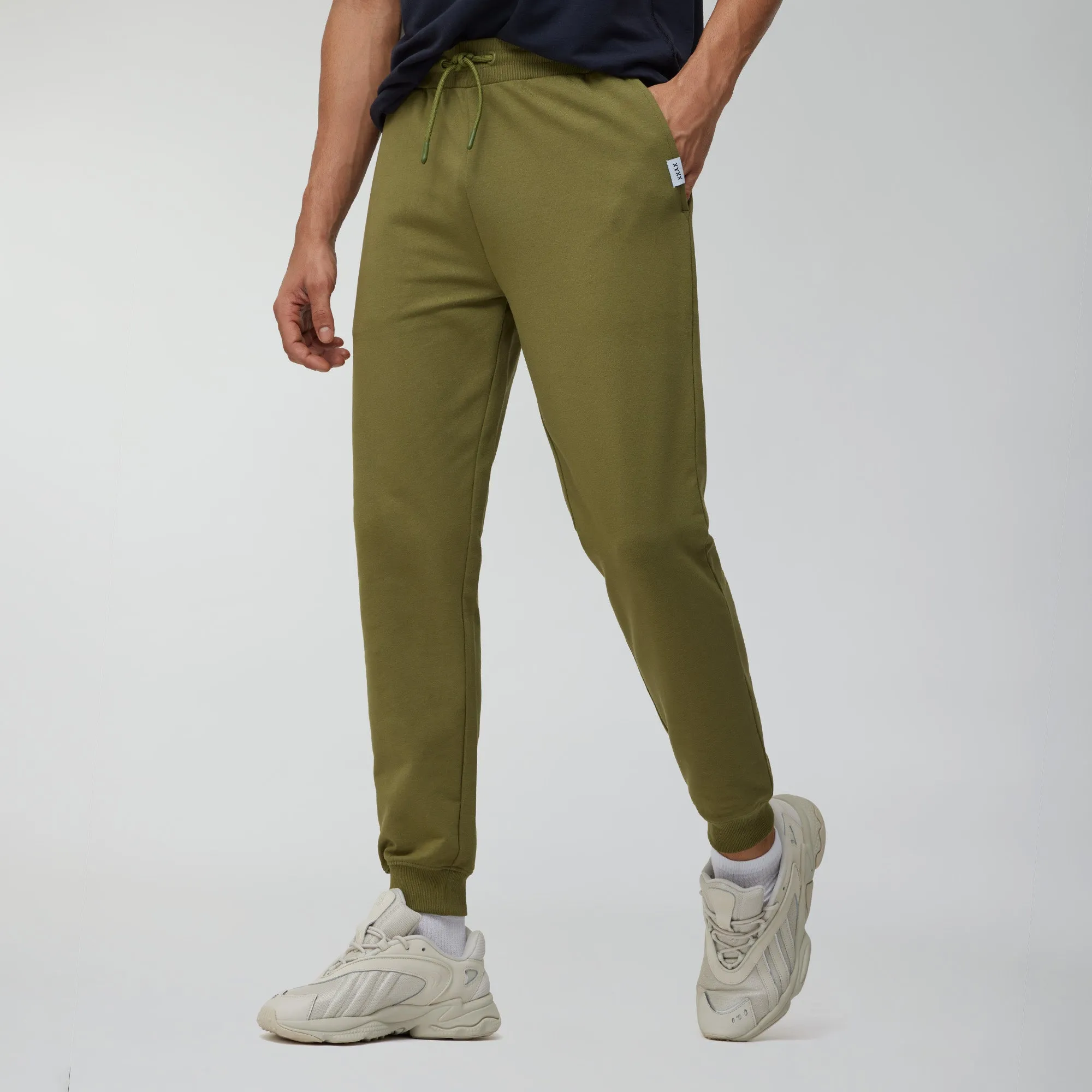 Ascent French Terry Cotton Blend Joggers Olive Green