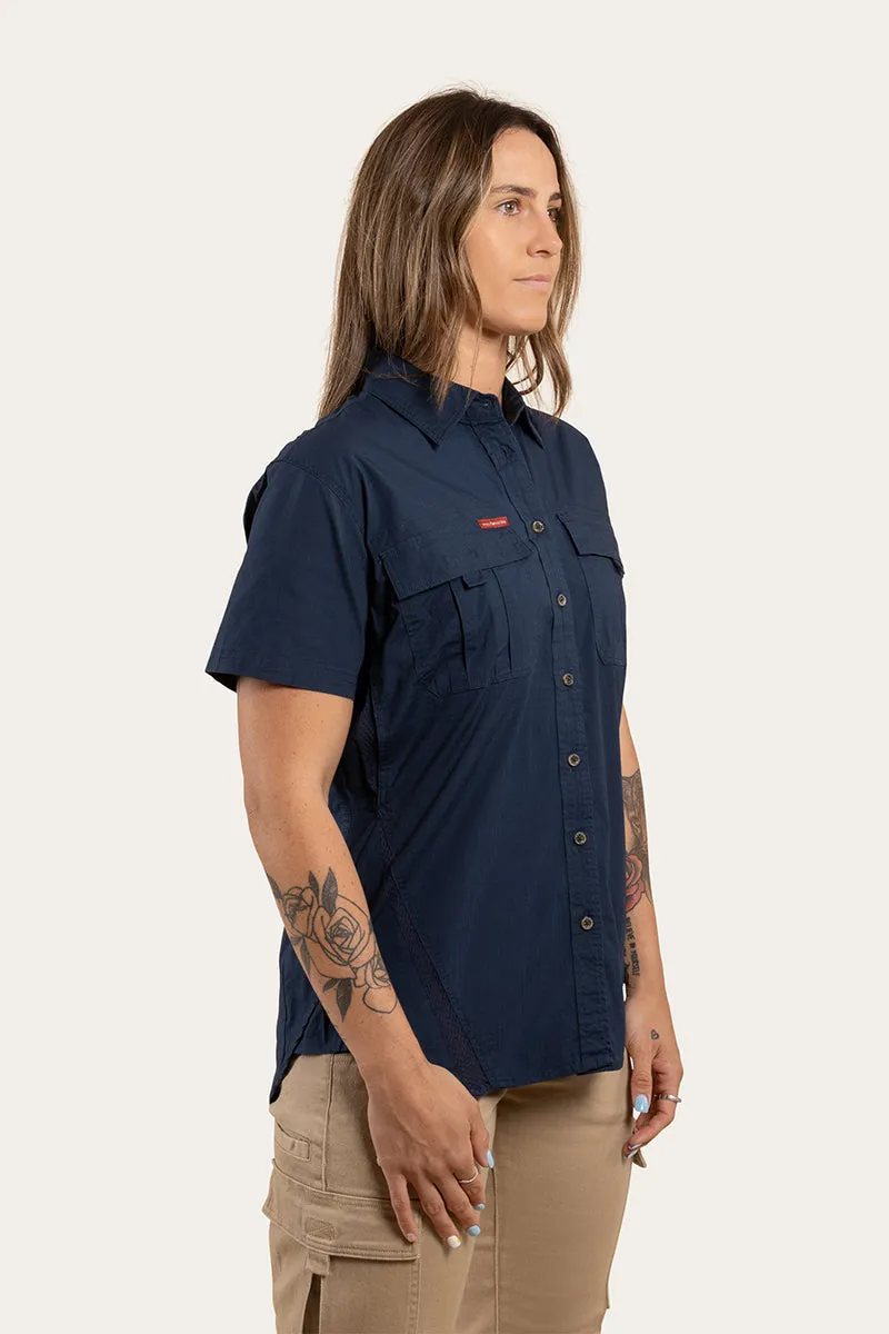 Ashburton Womens Ripstop Full Button Work Shirt - Dark Navy