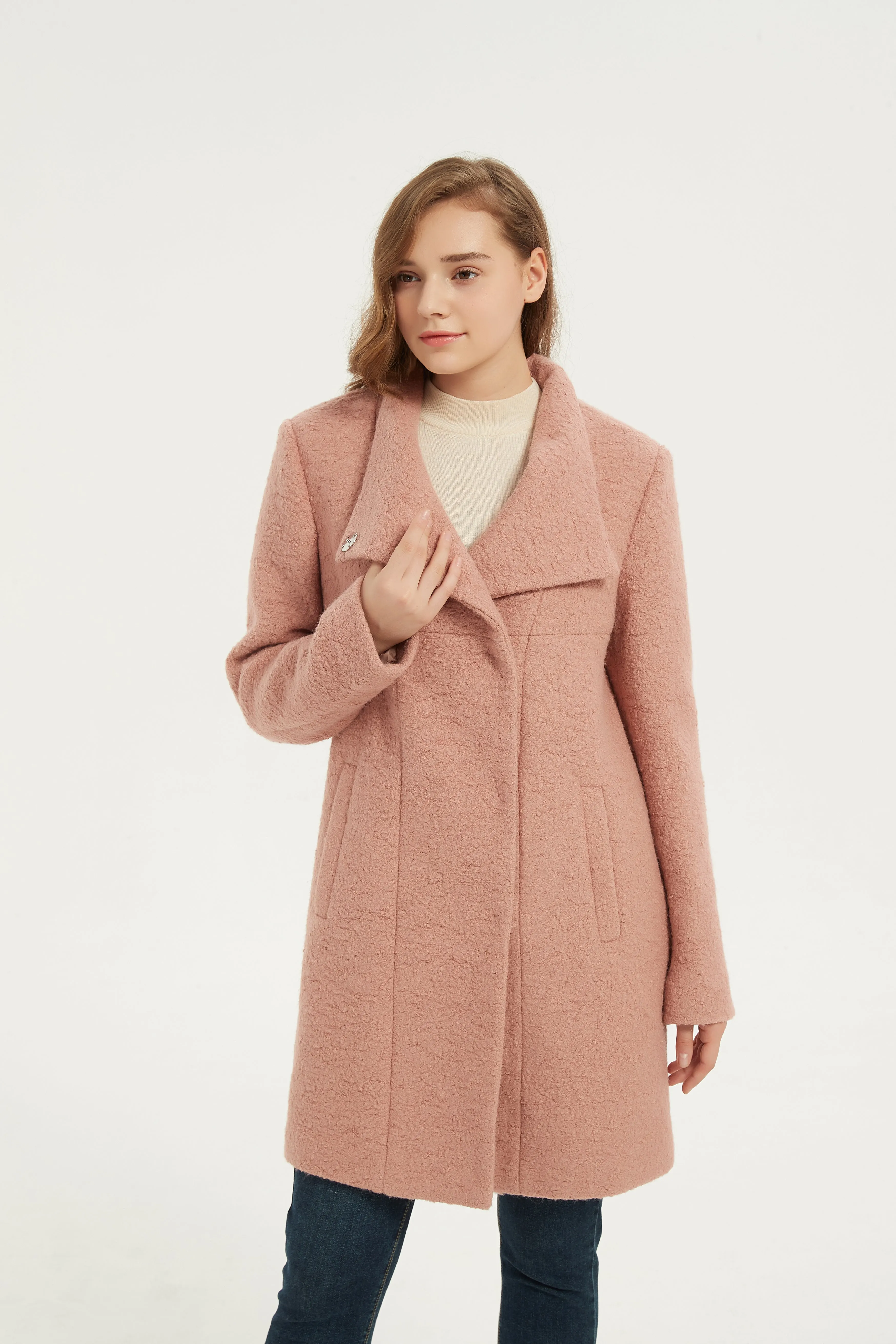 Asymmetrical Mid-Length Wool Coat & Jacket