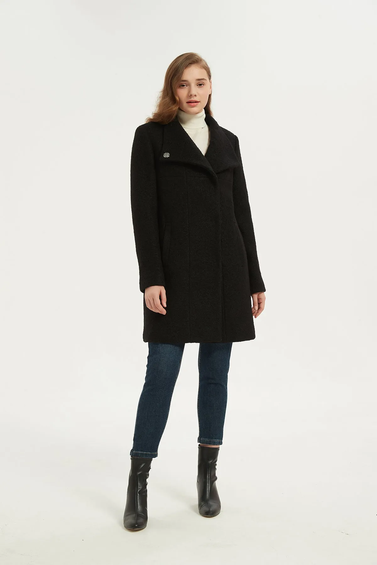 Asymmetrical Mid-Length Wool Coat & Jacket