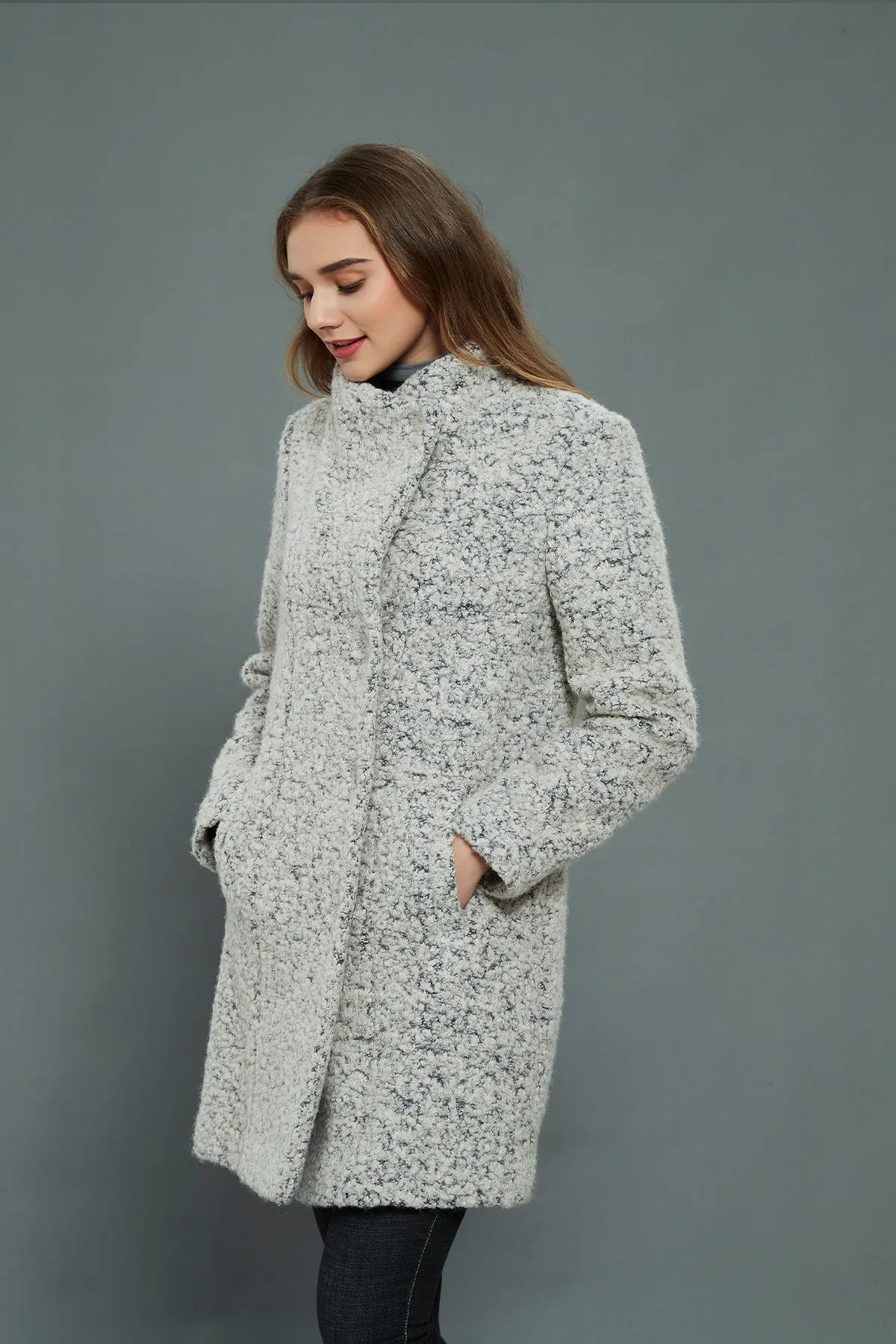 Asymmetrical Mid-Length Wool Coat & Jacket