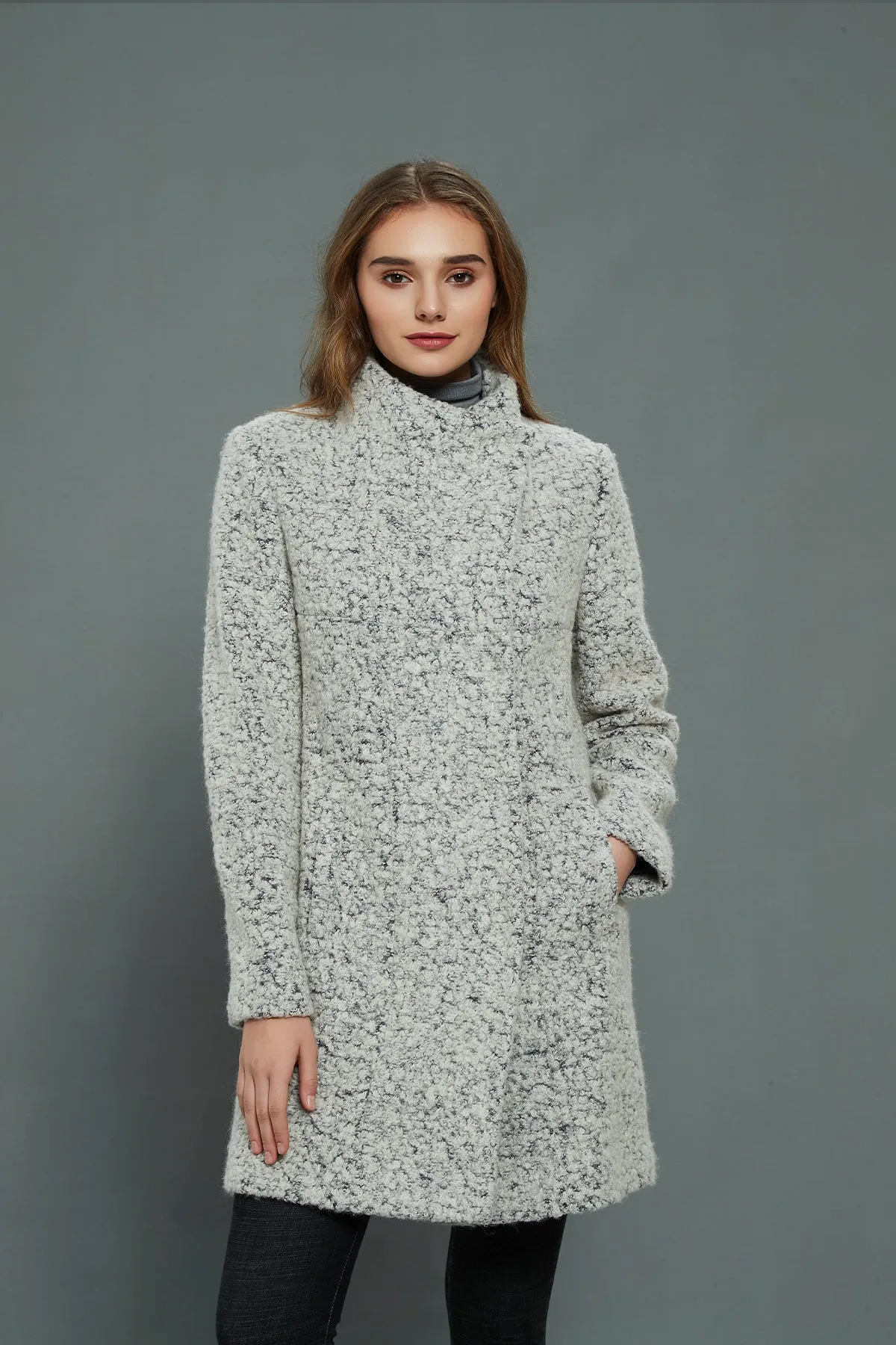 Asymmetrical Mid-Length Wool Coat & Jacket