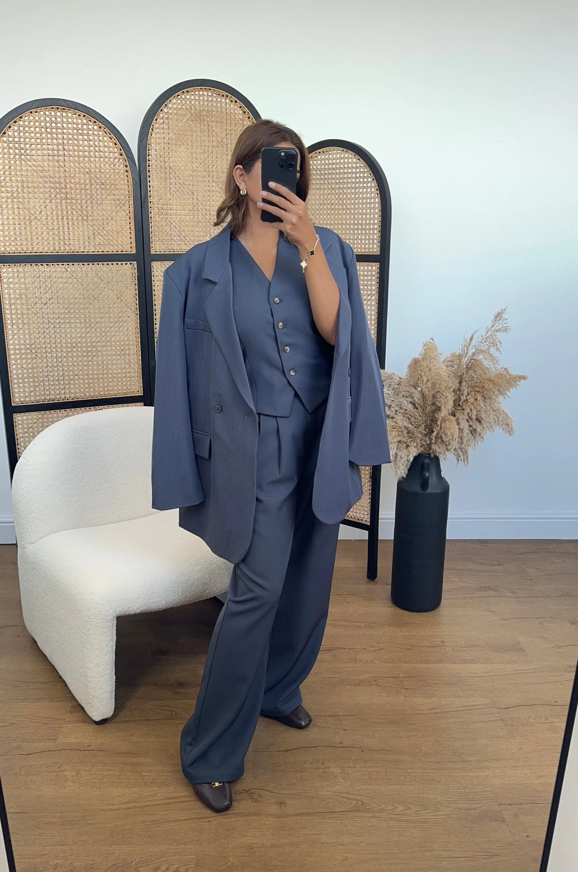 Bella three piece blazer set blue