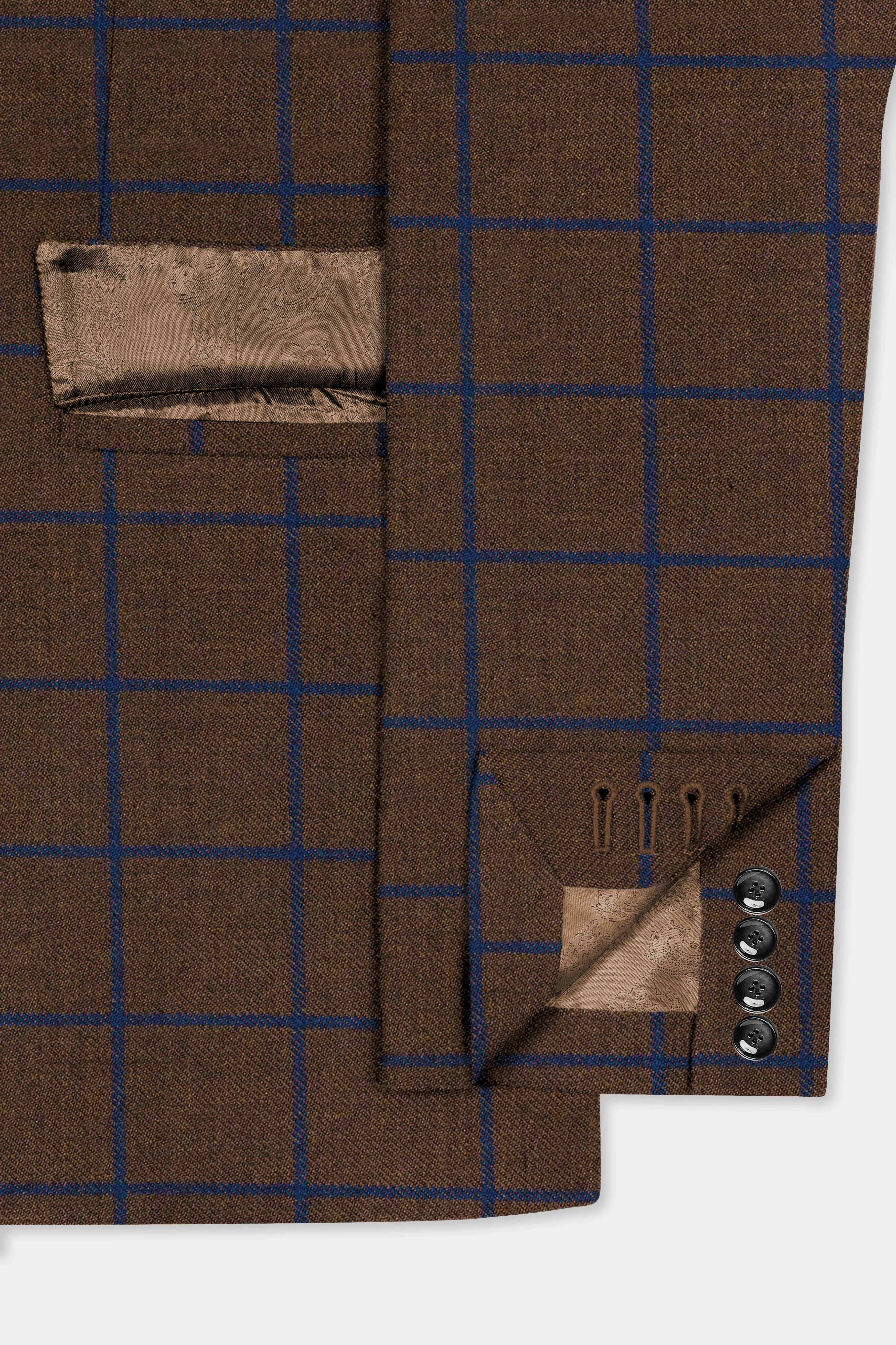 Bistre Brown with Catalina Blue Windowpane Tweed Blazer