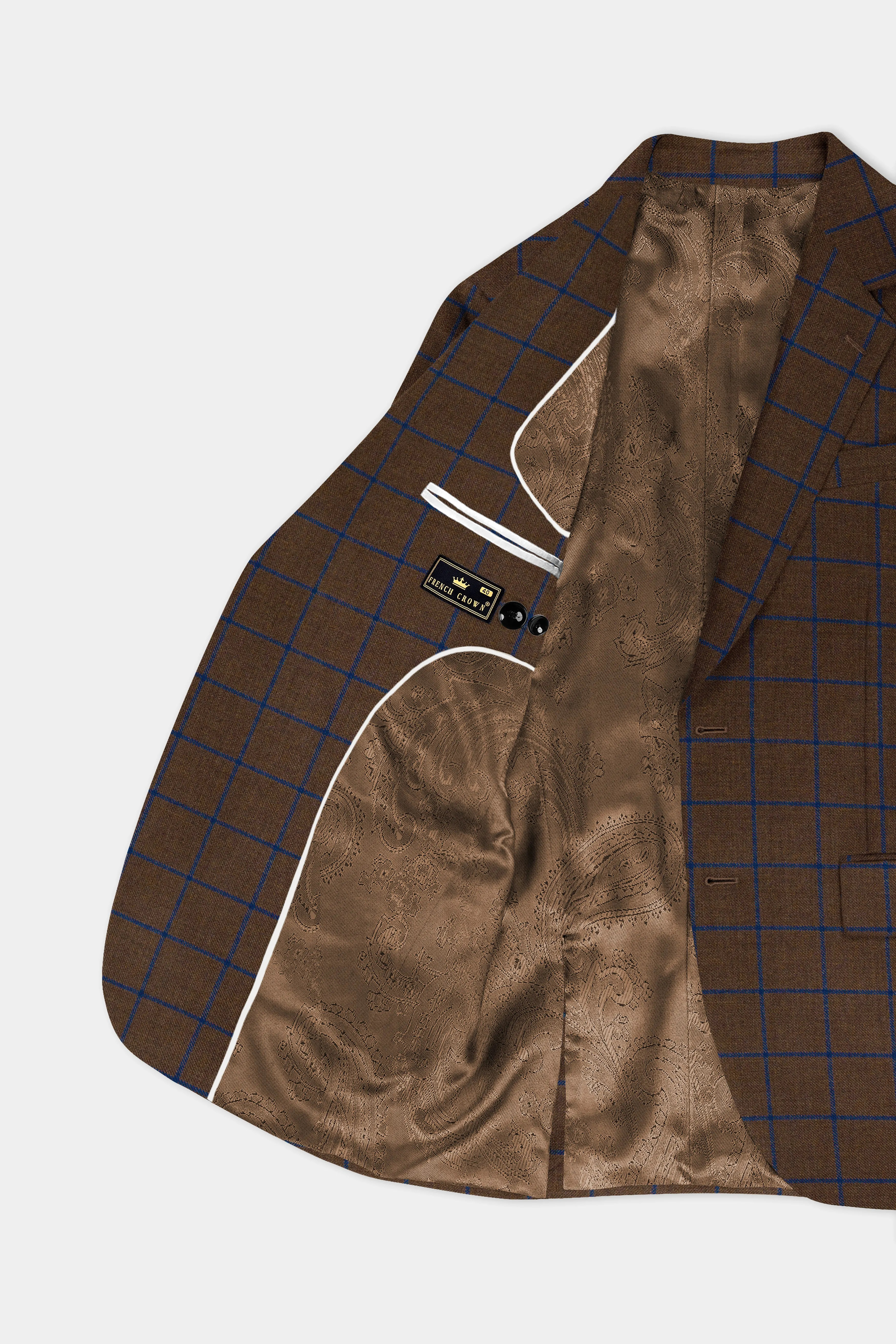 Bistre Brown with Catalina Blue Windowpane Tweed Blazer