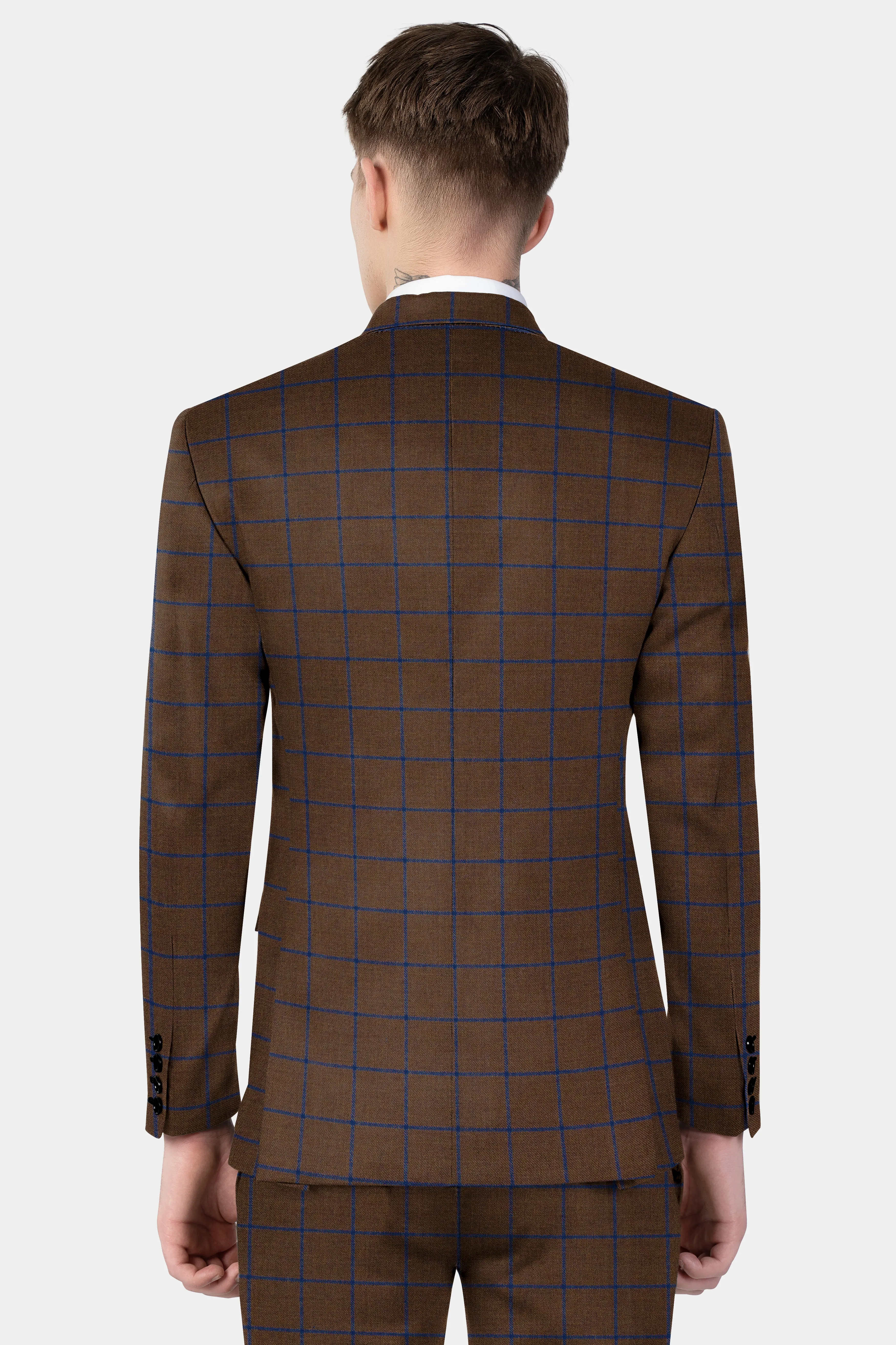 Bistre Brown with Catalina Blue Windowpane Tweed Blazer