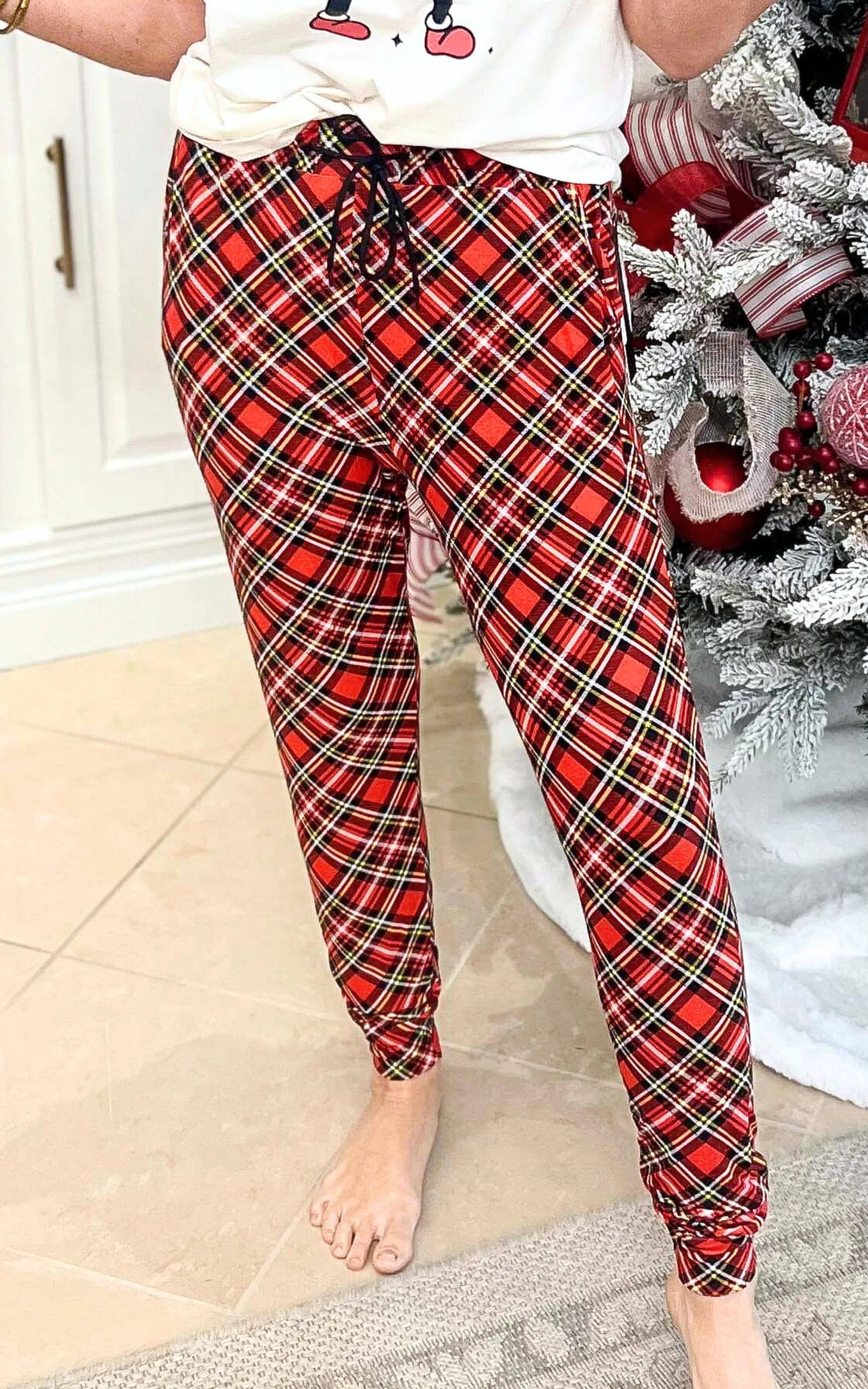 BLACK FRIDAY DEAL: Red Black Plaid Butter Soft Joggers