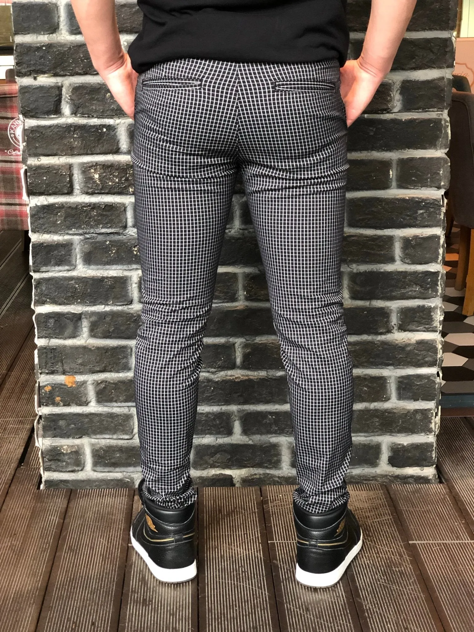 Black Pattern Slim Fit Casual Mens Pant DJ182 Mens Pant