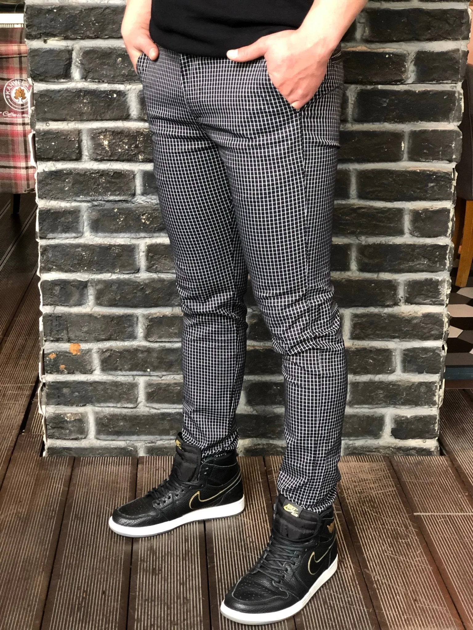 Black Pattern Slim Fit Casual Mens Pant DJ182 Mens Pant