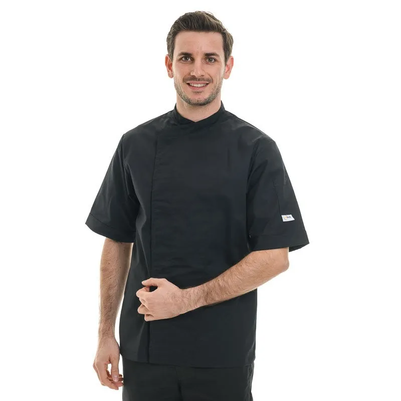 Black Short Sleeve or Long Sleeve Chef Coat with Ventilated Back - MANELLI