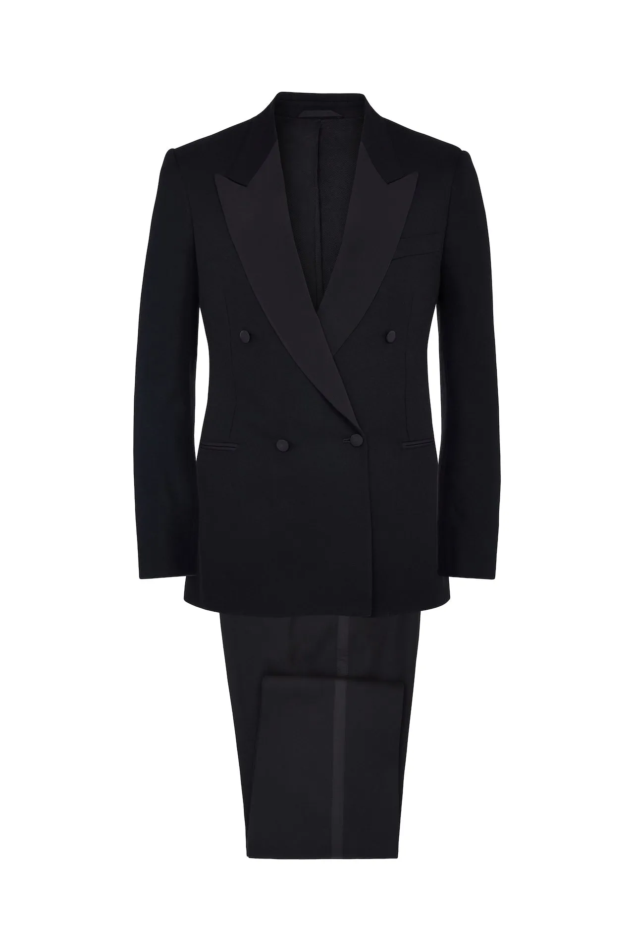 Black Wool Double Breasted Dinner Suit