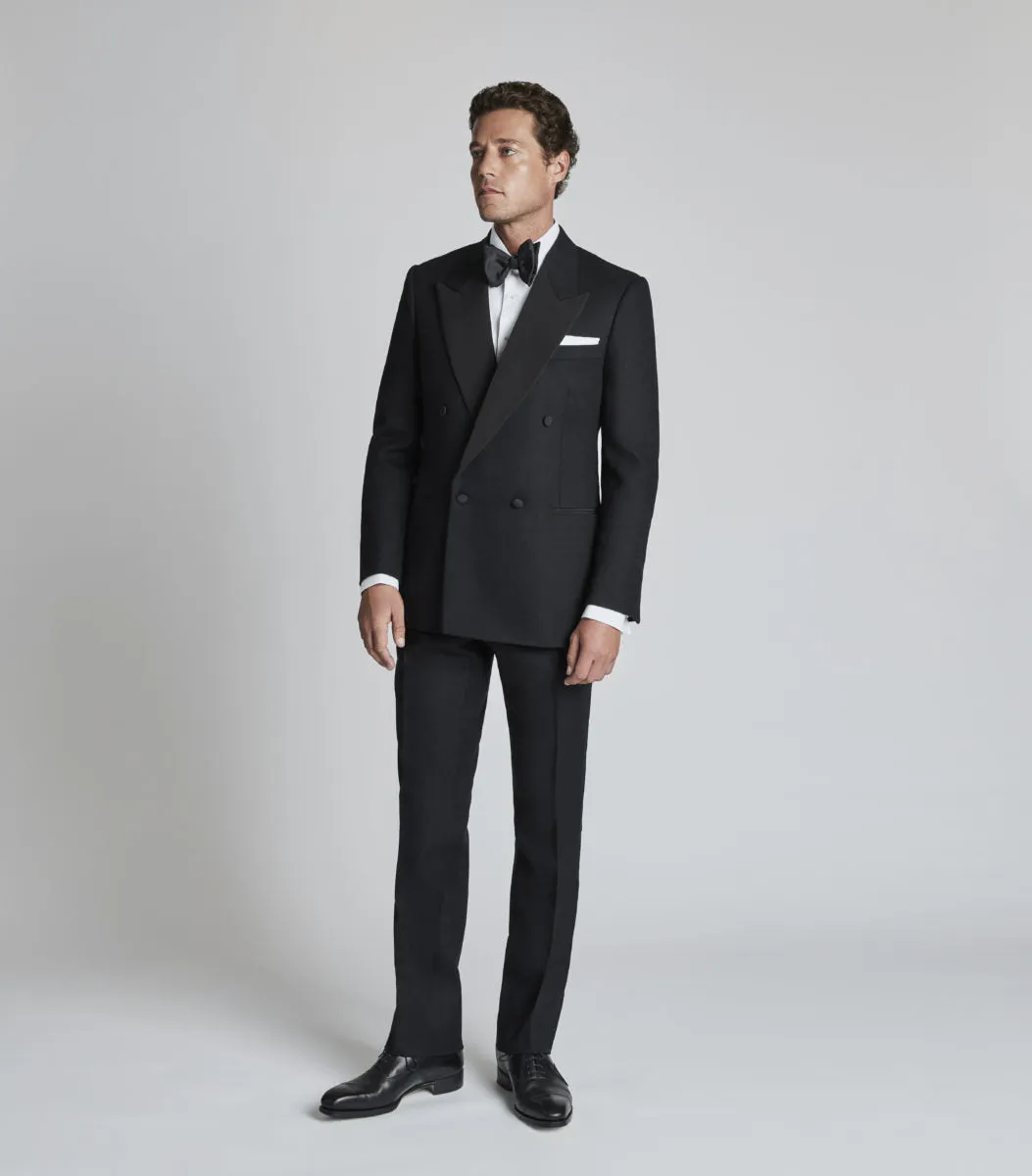 Black Wool Double Breasted Dinner Suit