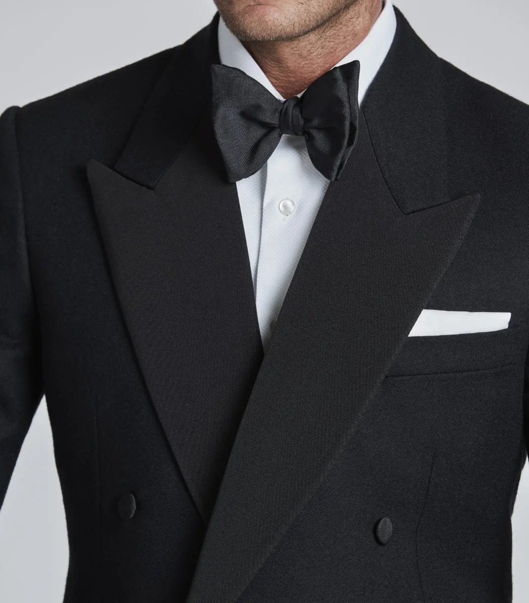 Black Wool Double Breasted Dinner Suit