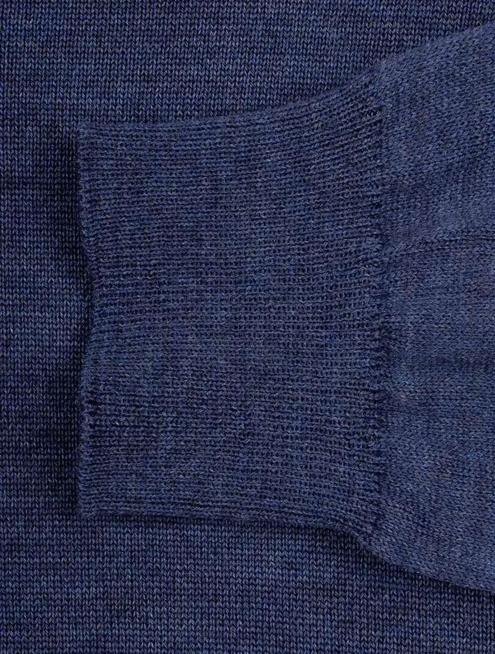 Blue Crew Neck with patch Merino Wool Jumper