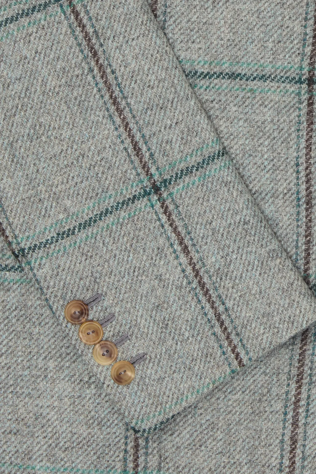 Blue, Green & Brown Check Single Breasted Patch Pocket Jacket