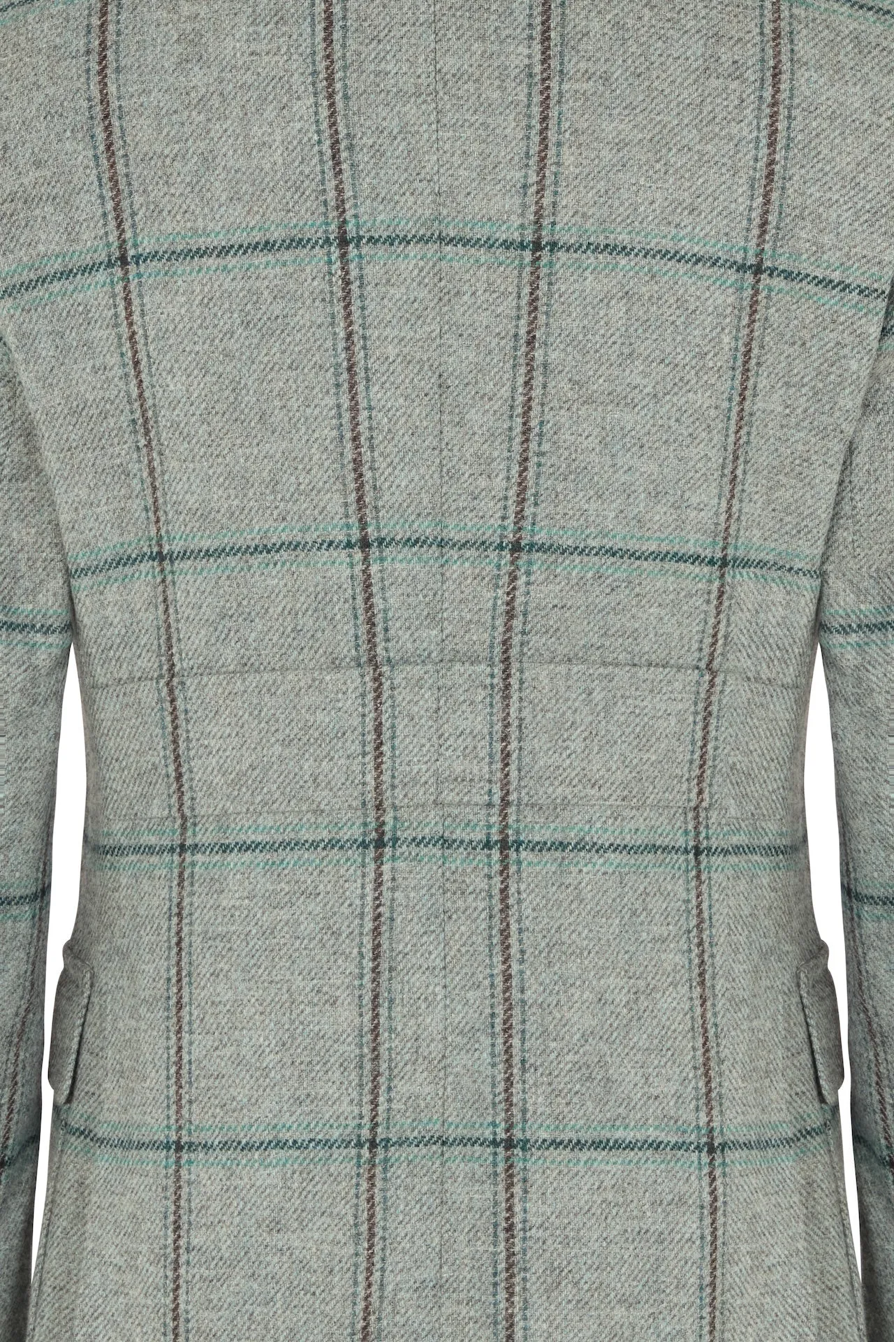 Blue, Green & Brown Check Single Breasted Patch Pocket Jacket