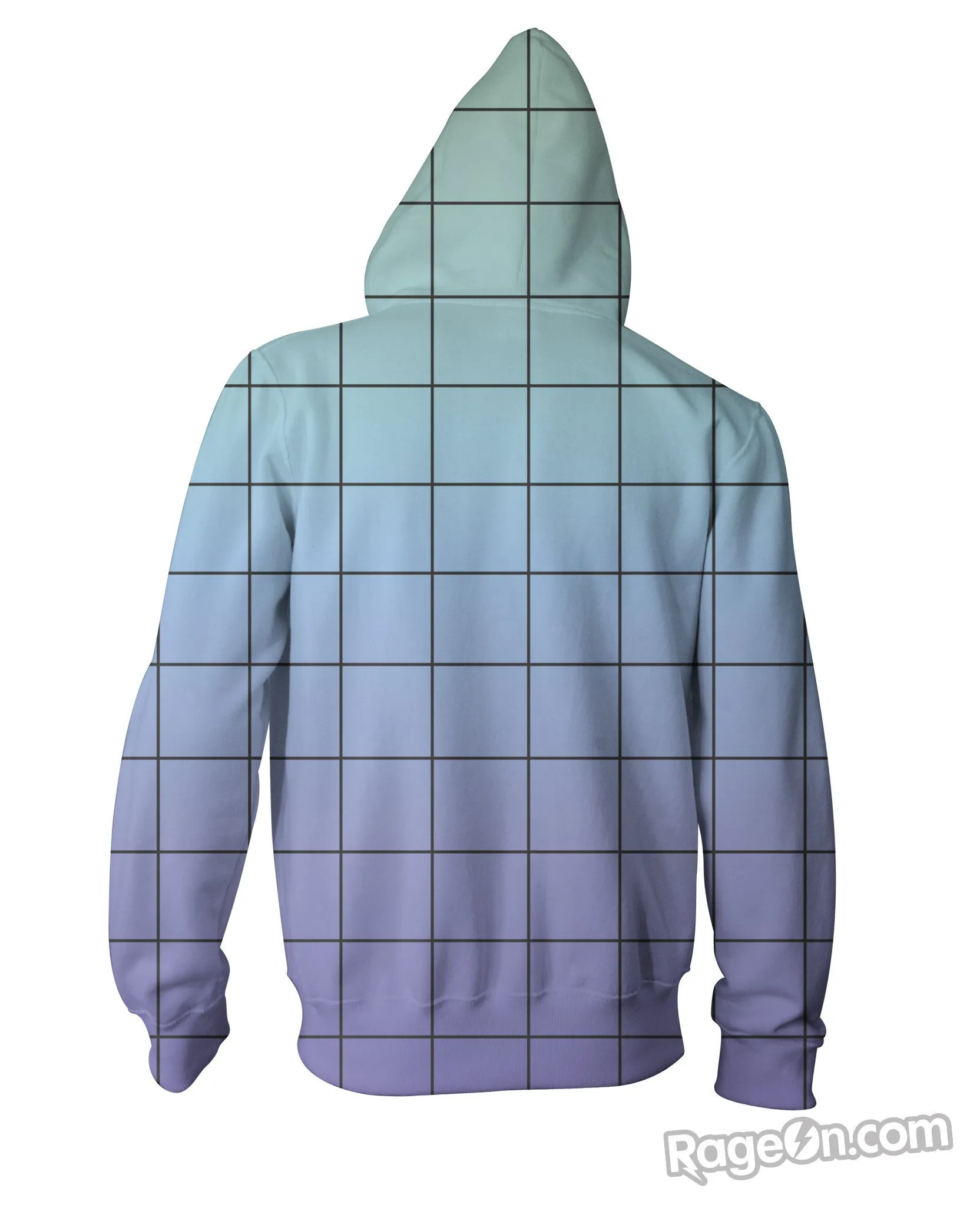 Blue Purple Grid Zip-Up Hoodie