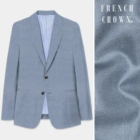 Bluish Wool Rich Single Breasted Blazer