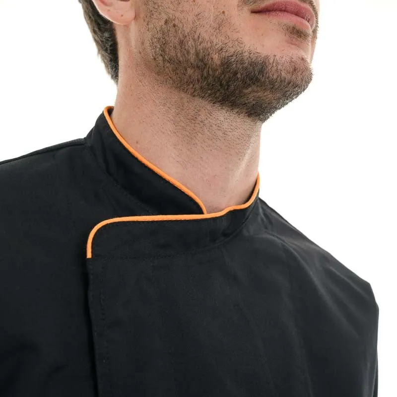 Breathable Short Sleeve or Long Sleeve Chef Coat with Orange Piping - MANELLI