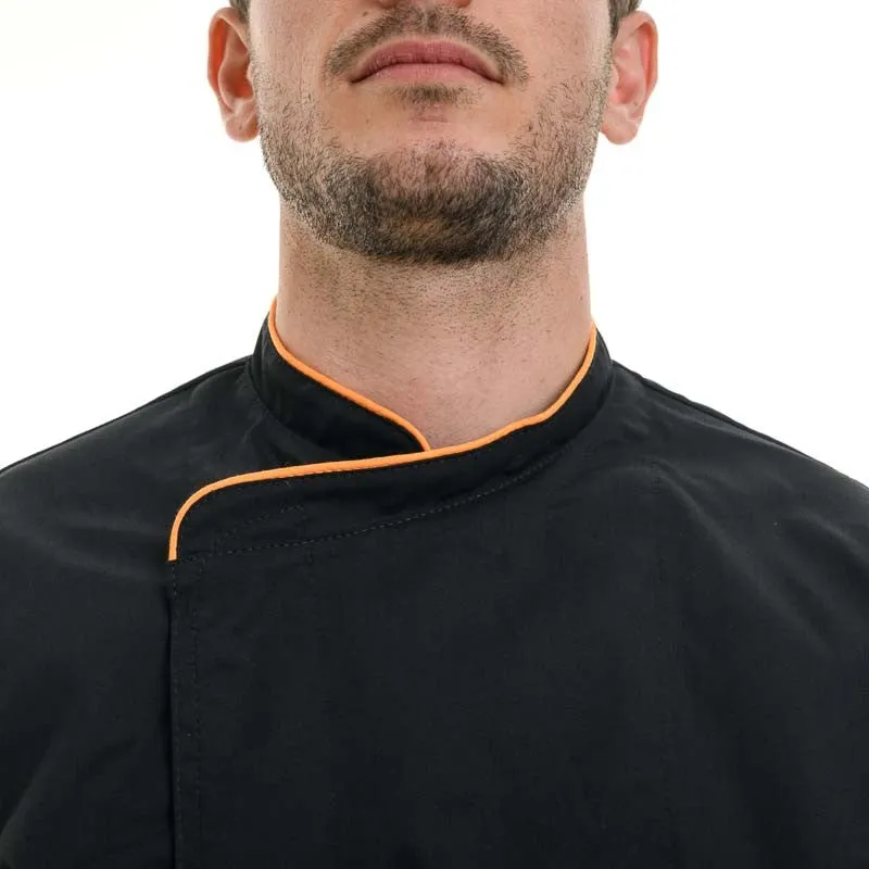 Breathable Short Sleeve or Long Sleeve Chef Coat with Orange Piping - MANELLI