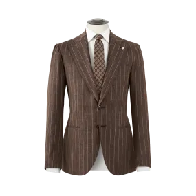 BROWN PINSTRIPE SUIT IN WOOL