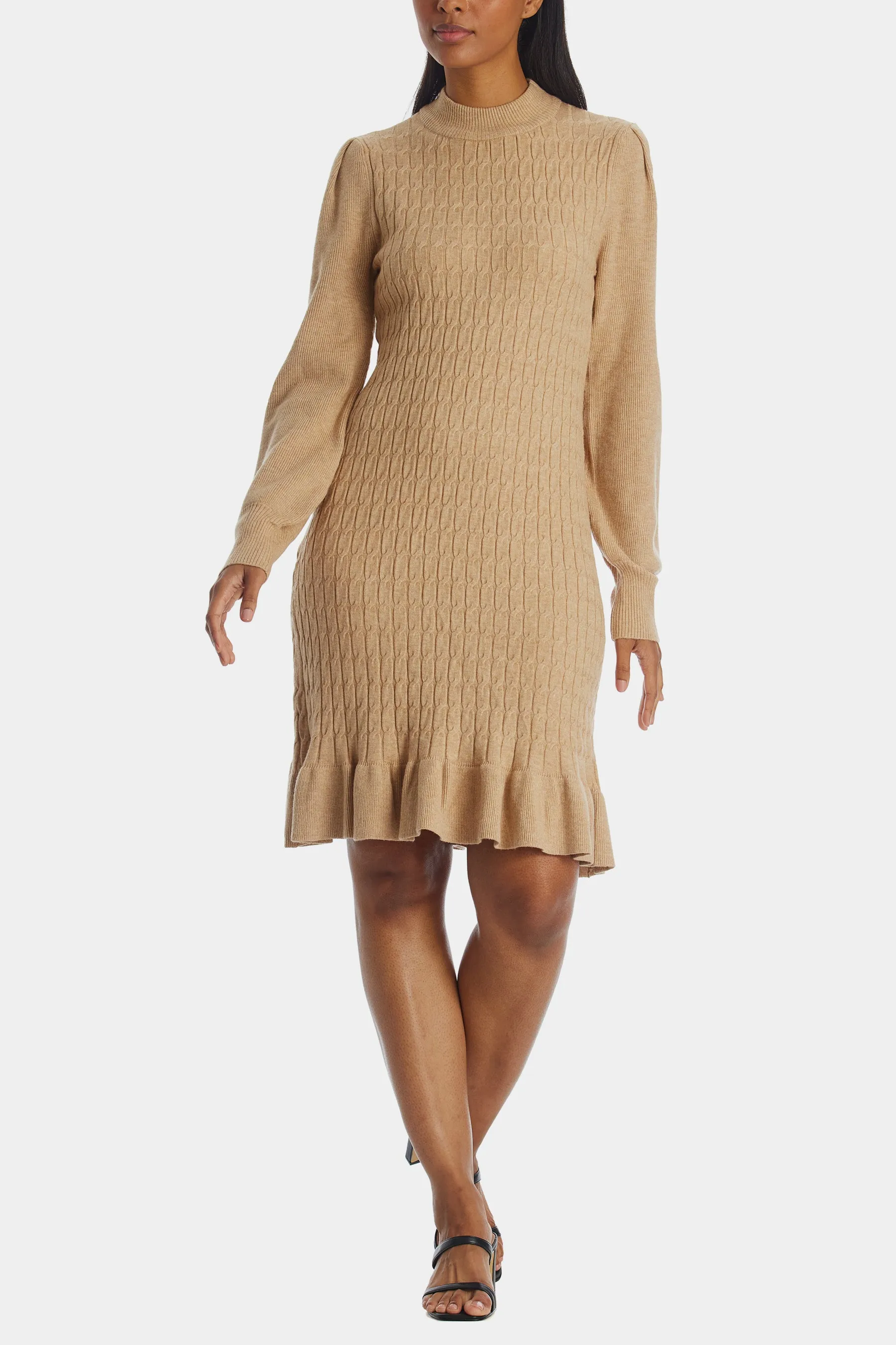 Cable Knit Peplum Sweater Dress