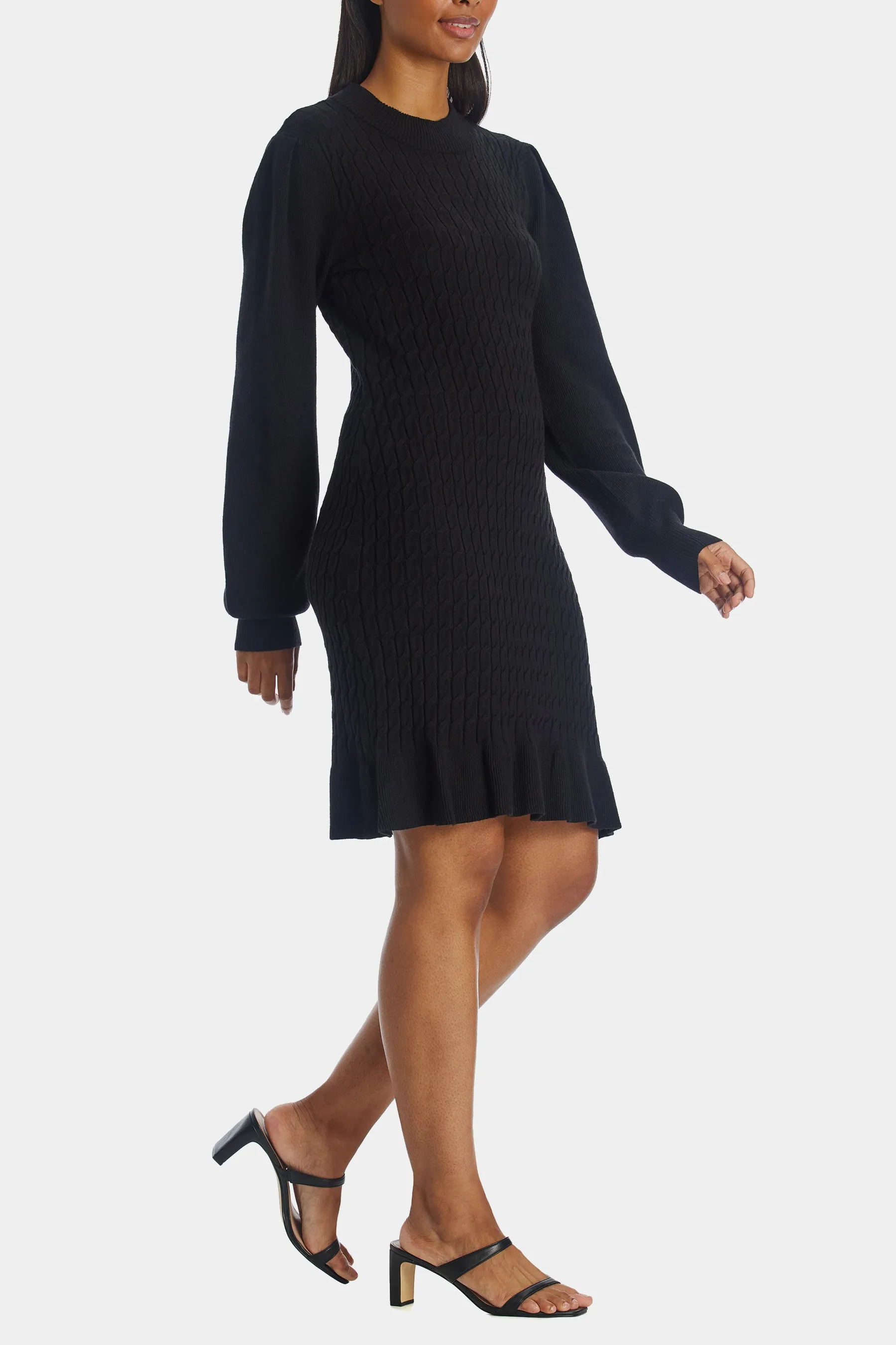 Cable Knit Peplum Sweater Dress