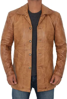 Camel Brown Trench Coat | Real Sheepskin Leather