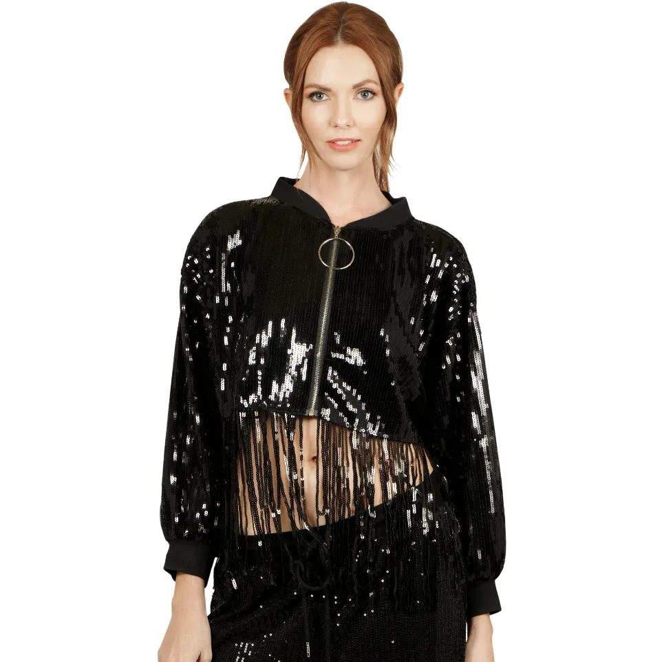 Cherilyn Sequin Fringe Jacket