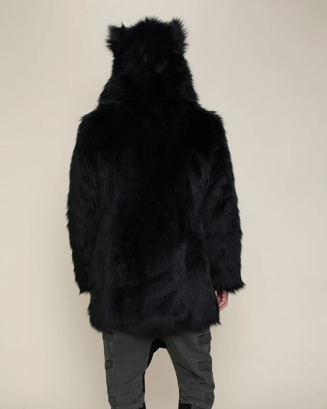 Classic Men's Faux Fur Coat | Black Wolf