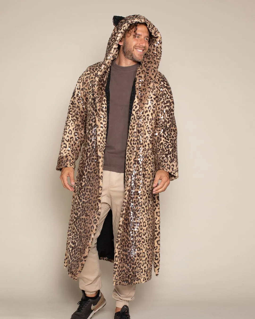 Classic Men's Long Faux Fur Coat | Sri Lankan Leopard Print