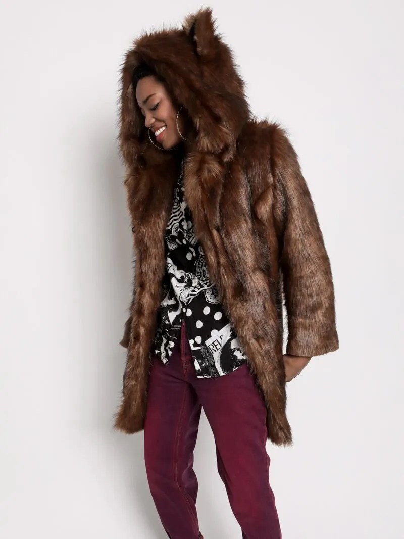 Classic Tawny Wolf Faux Fur SpiritHoods Coat