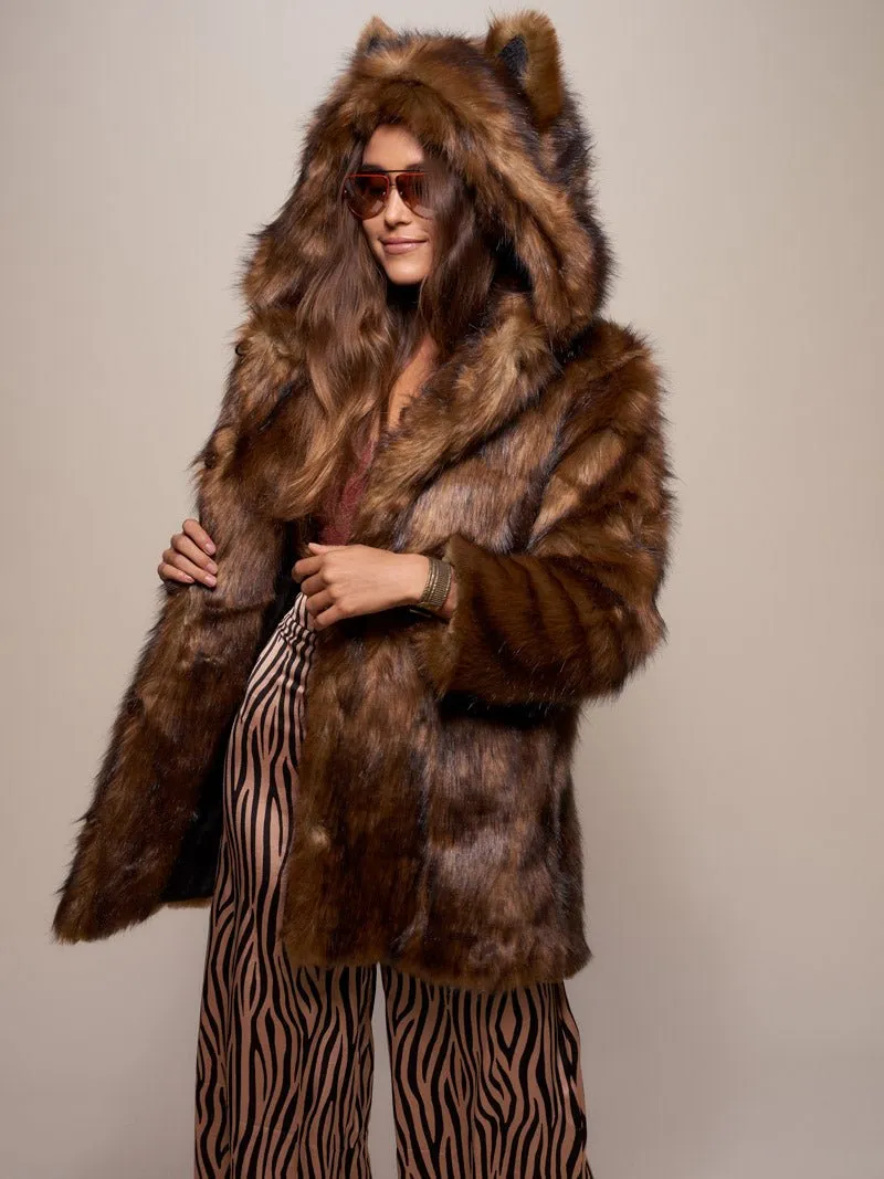 Classic Tawny Wolf Faux Fur SpiritHoods Coat