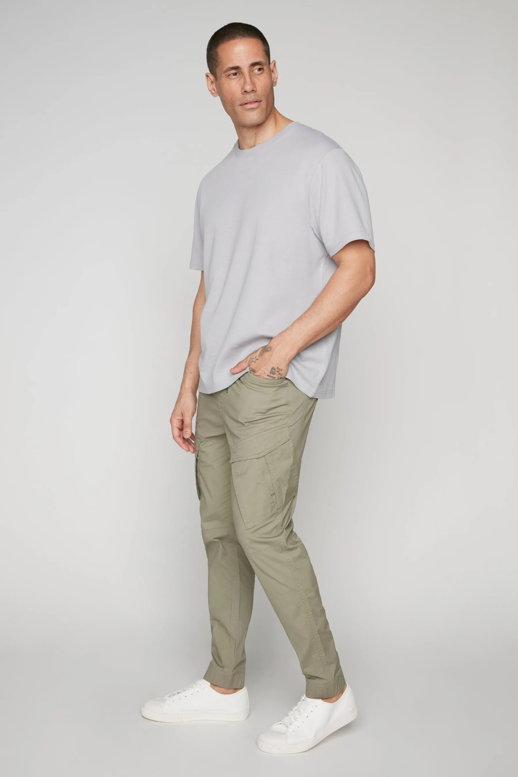 COHEN - 5 Pocket Stretch Poplin Cargo Jogger - Light Olive